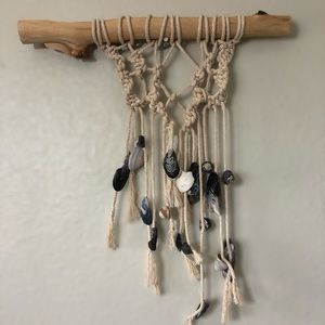 Natural Wood Seashell Macramé Wall Hanging